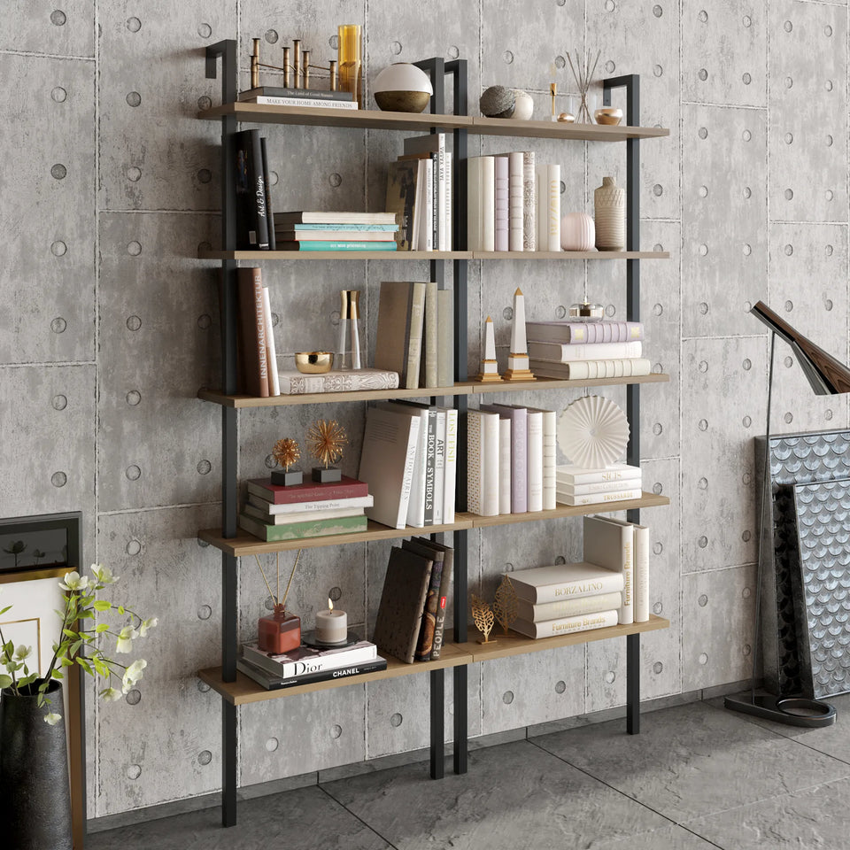 Piante 68 inches Tall Metal Manufactured Wood Accent Ladder Bookcase
