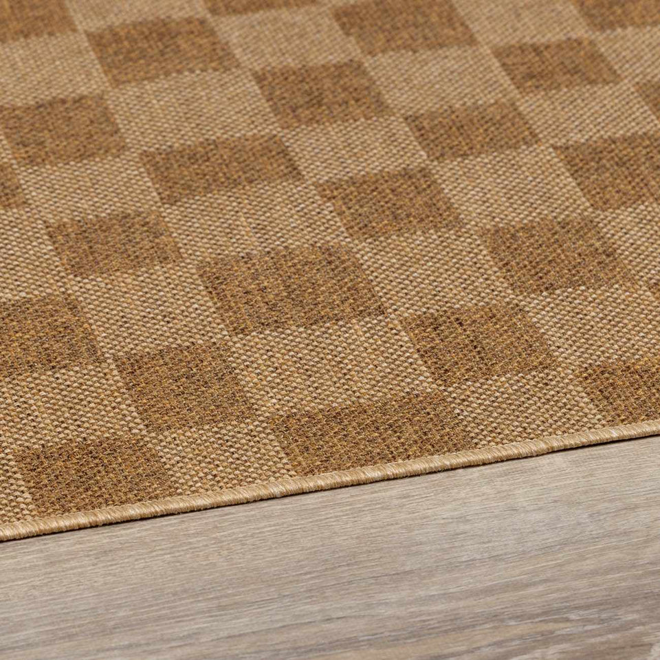 Kuval Checkered Brown Outdoor Rug