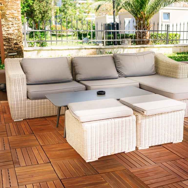 Solid Wood Deck Tiles 6 Slat Set 9