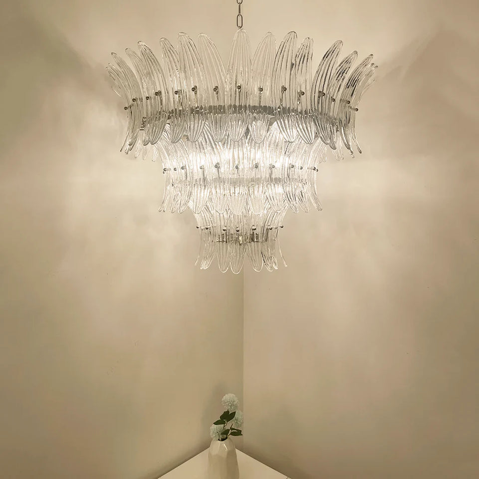 Palm Leaves Transparent Glass Chandelier