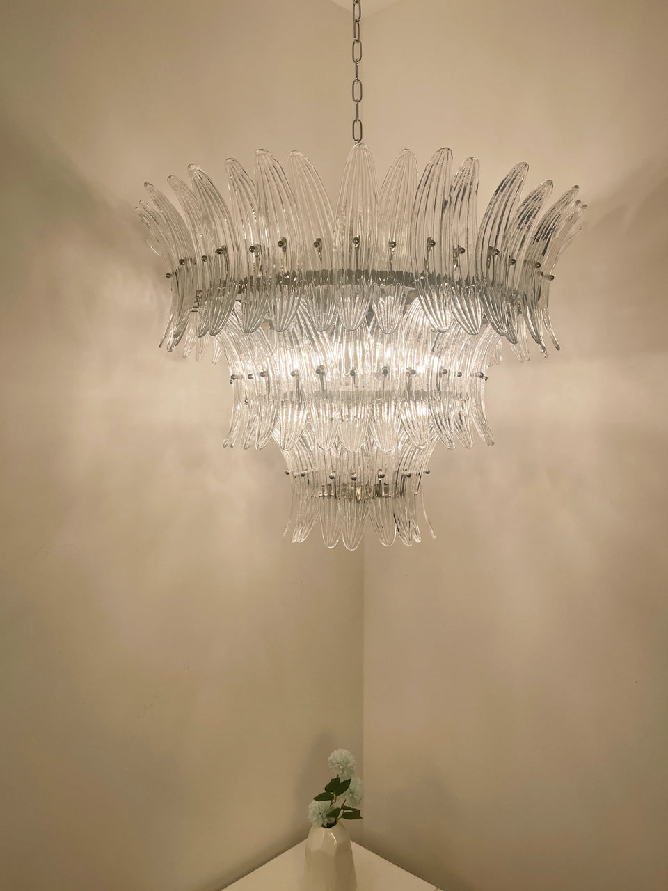 Palm Leaves Transparent Glass Chandelier
