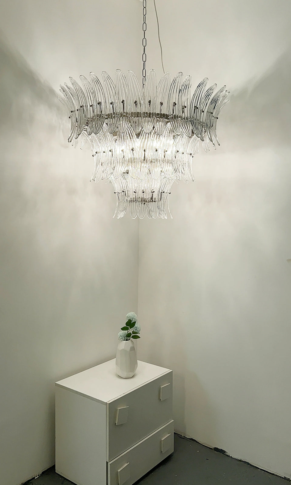 Palm Leaves Transparent Glass Chandelier
