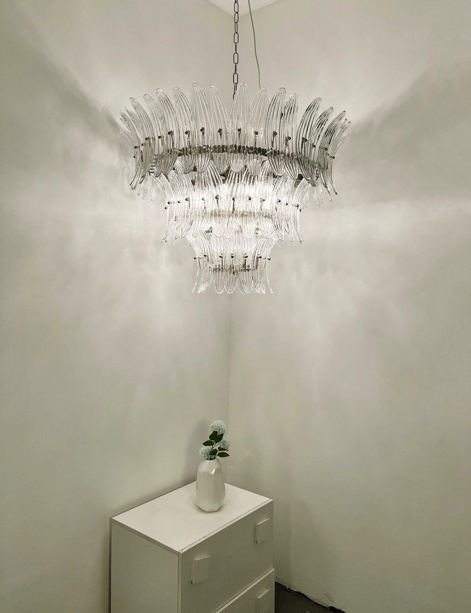 Palm Leaves Transparent Glass Chandelier