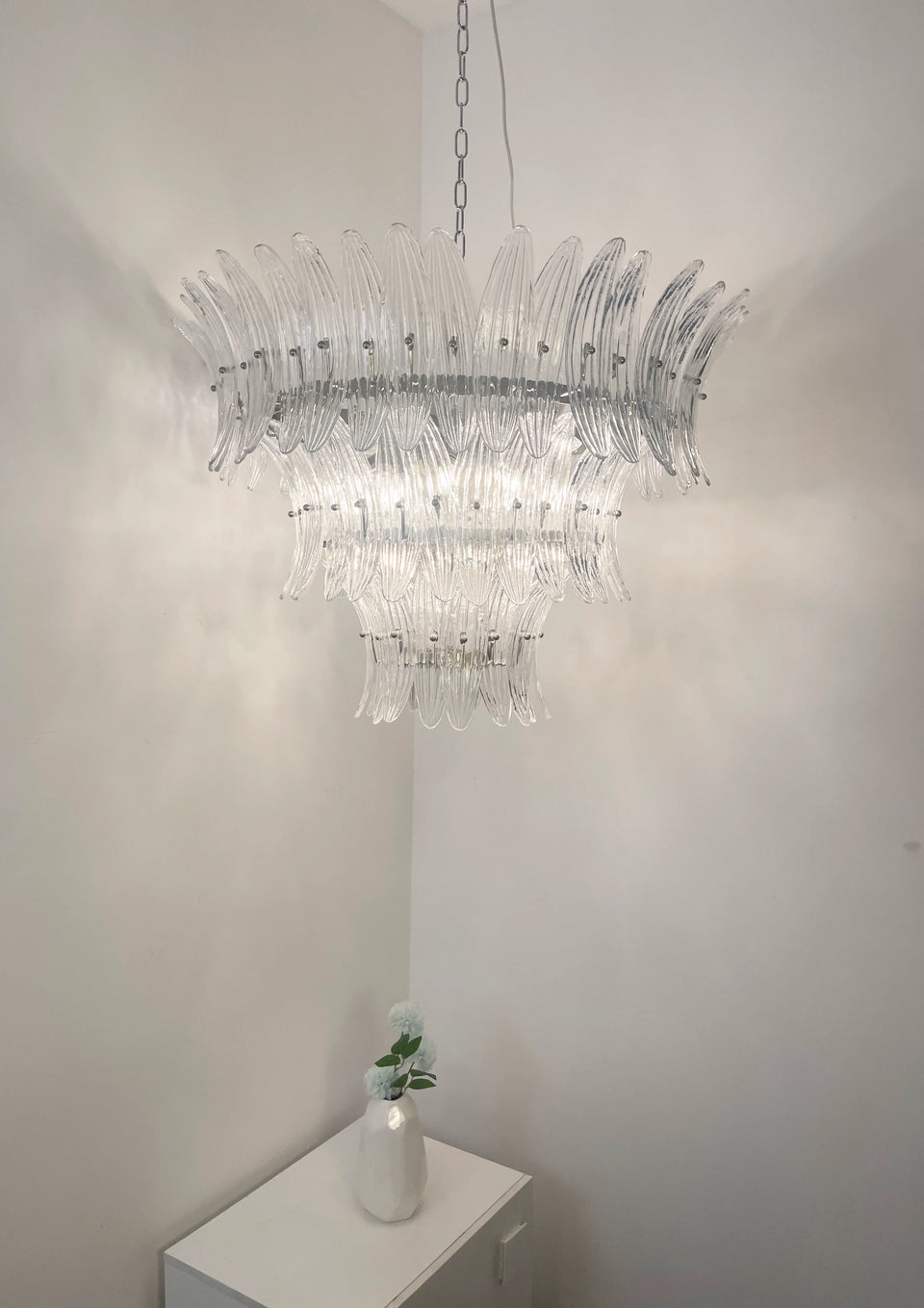 Palm Leaves Transparent Glass Chandelier