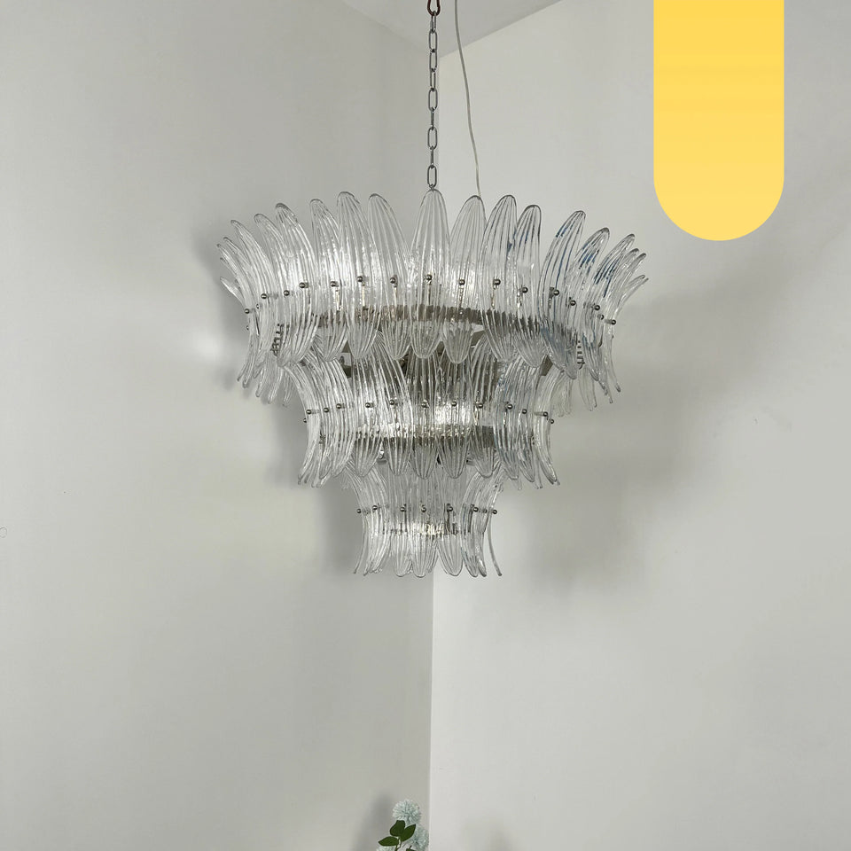Palm Leaves Transparent Glass Chandelier