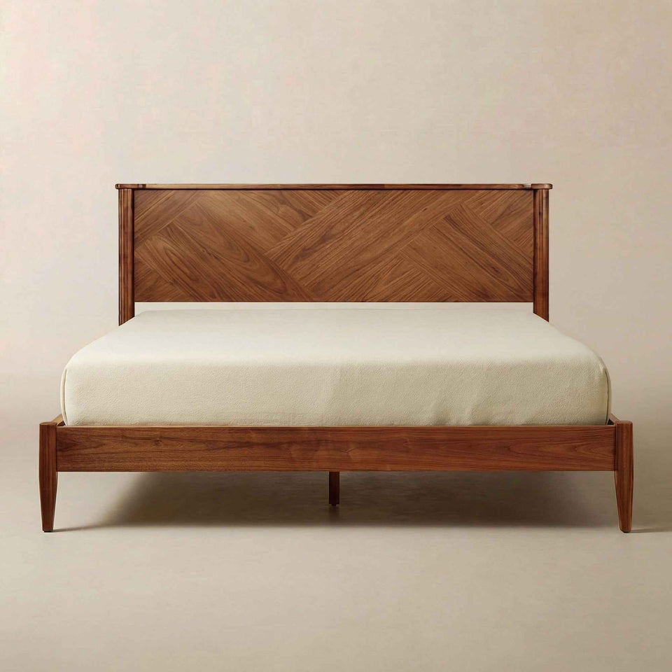 Panthera Solid Wood Bed Frame With Headboard