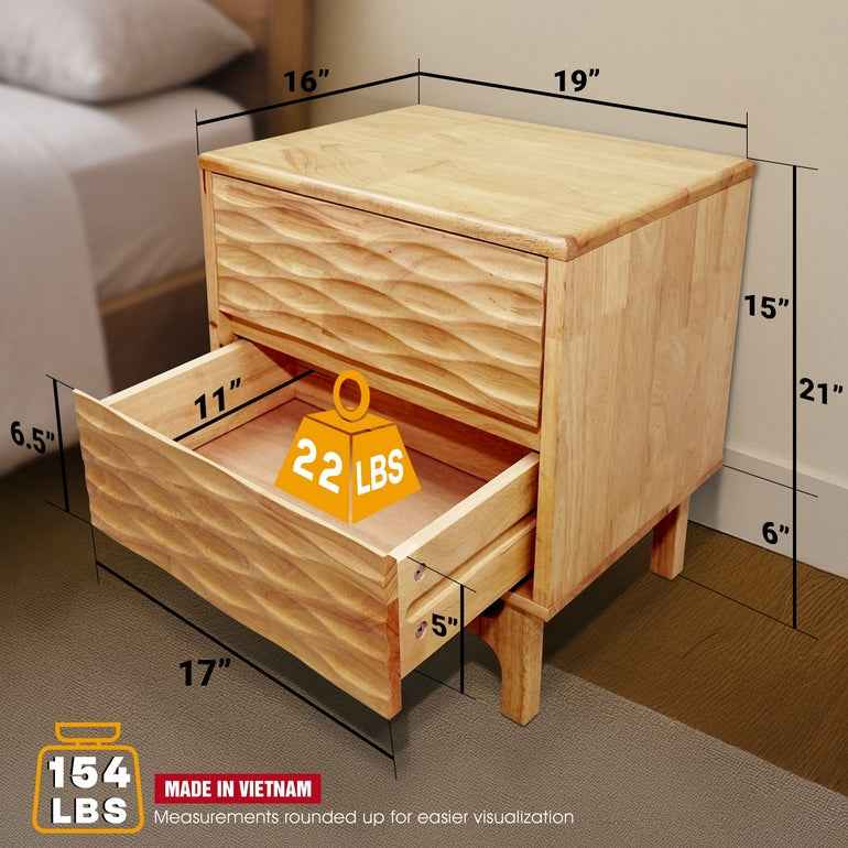 Elara Solid Wood Nightstand