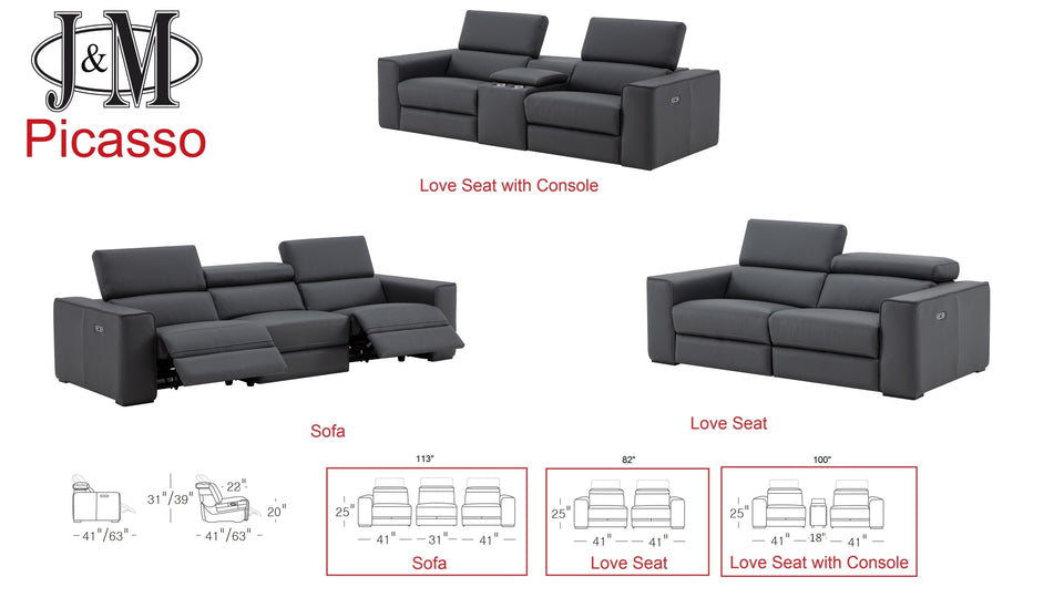 Picasso Love Seat In Blue Grey (no console)