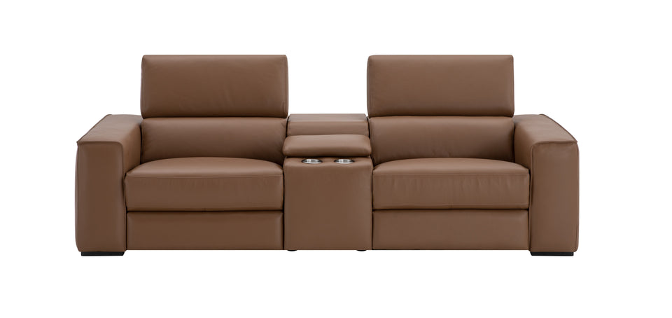 Picasso Love Seat In Caramel with Console