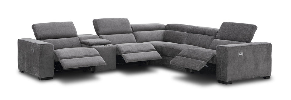 Picasso 6Pc Fabric Motion Sectional In Dark Grey