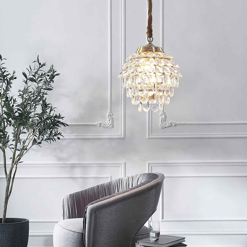 Pine Cone Crystal Pendant Light