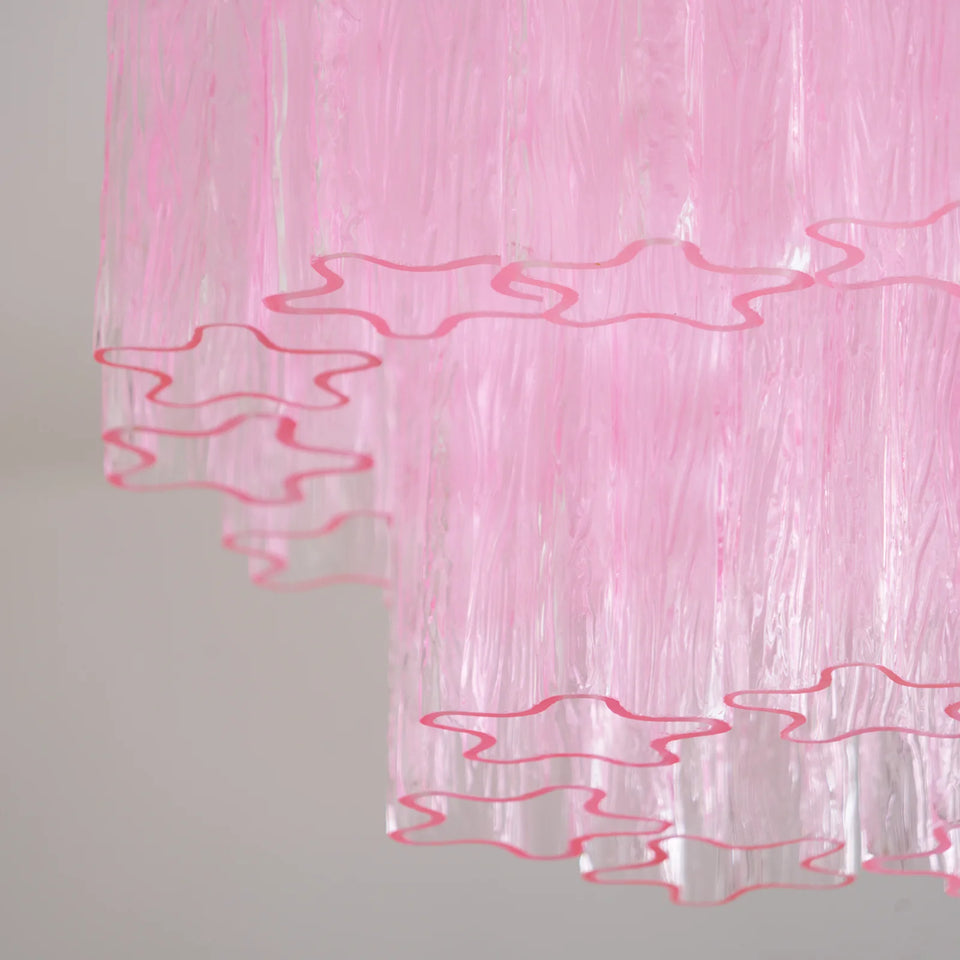 Pink Glass Tubes Murano Ceiling Lamp