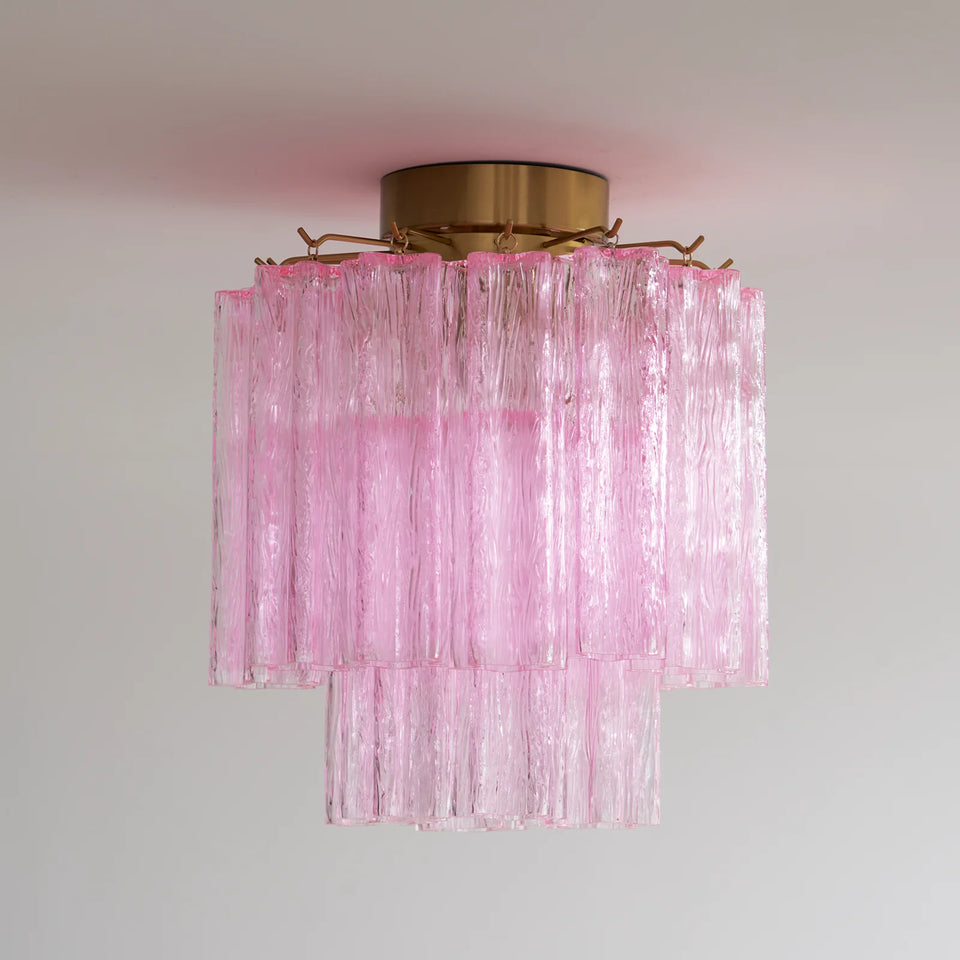 Pink Glass Tubes Murano Ceiling Lamp