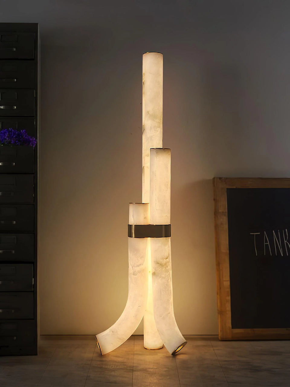 Modern Alabaster Piped Floor Lamp