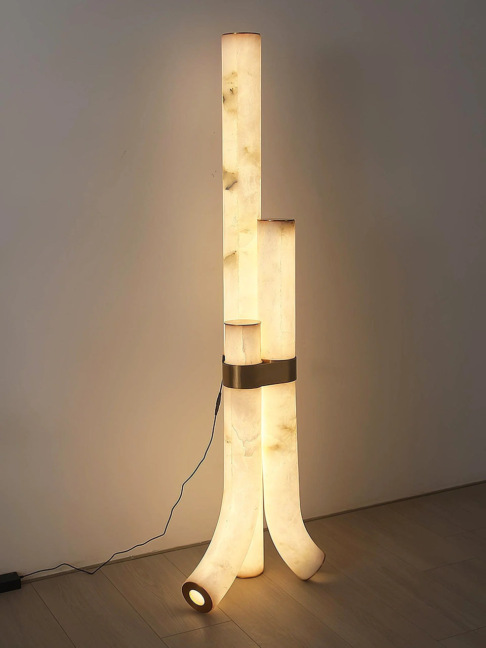 Modern Alabaster Piped Floor Lamp