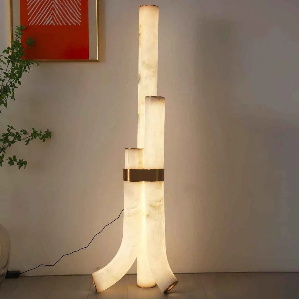 Modern Alabaster Piped Floor Lamp