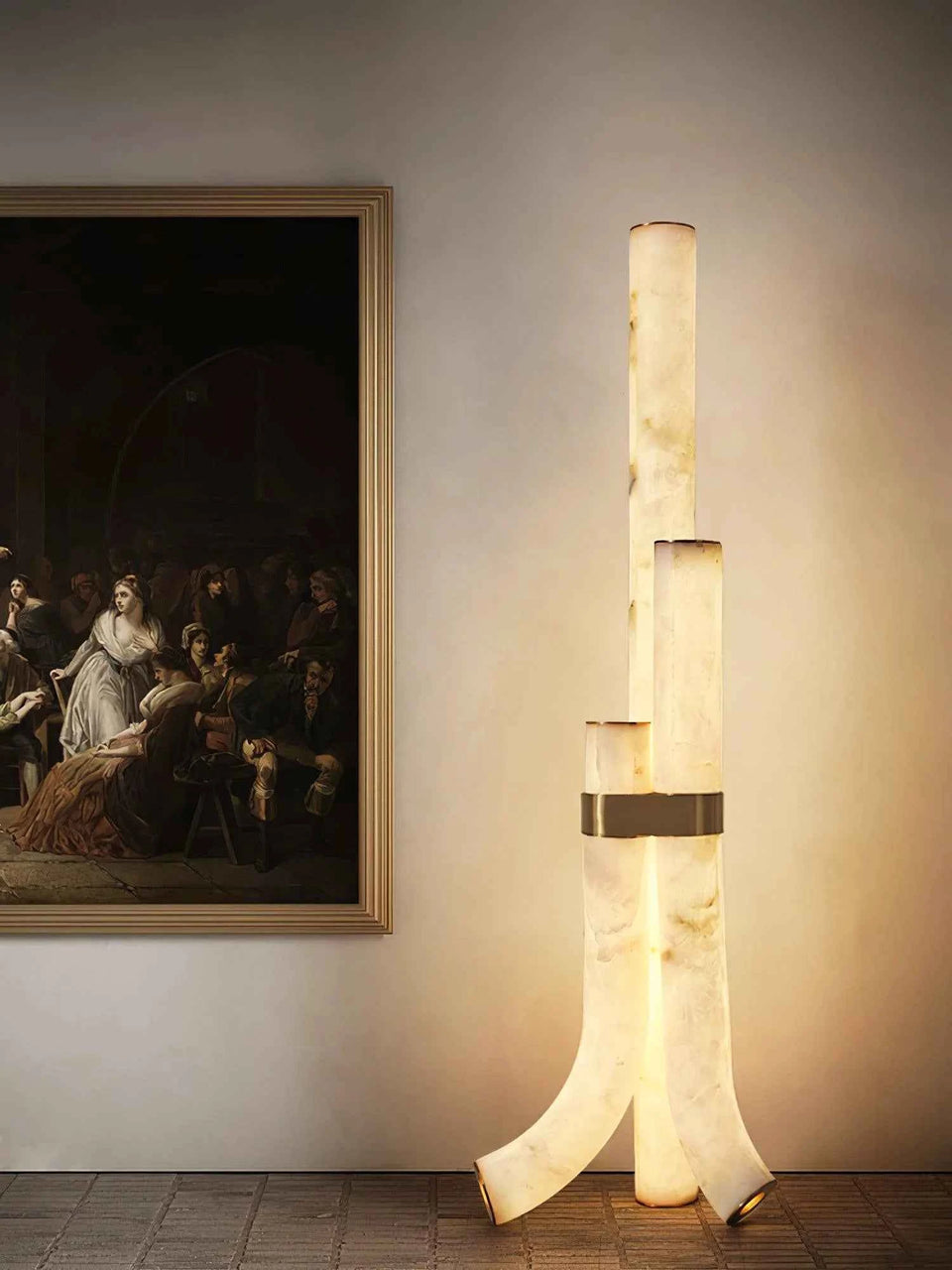 Modern Alabaster Piped Floor Lamp