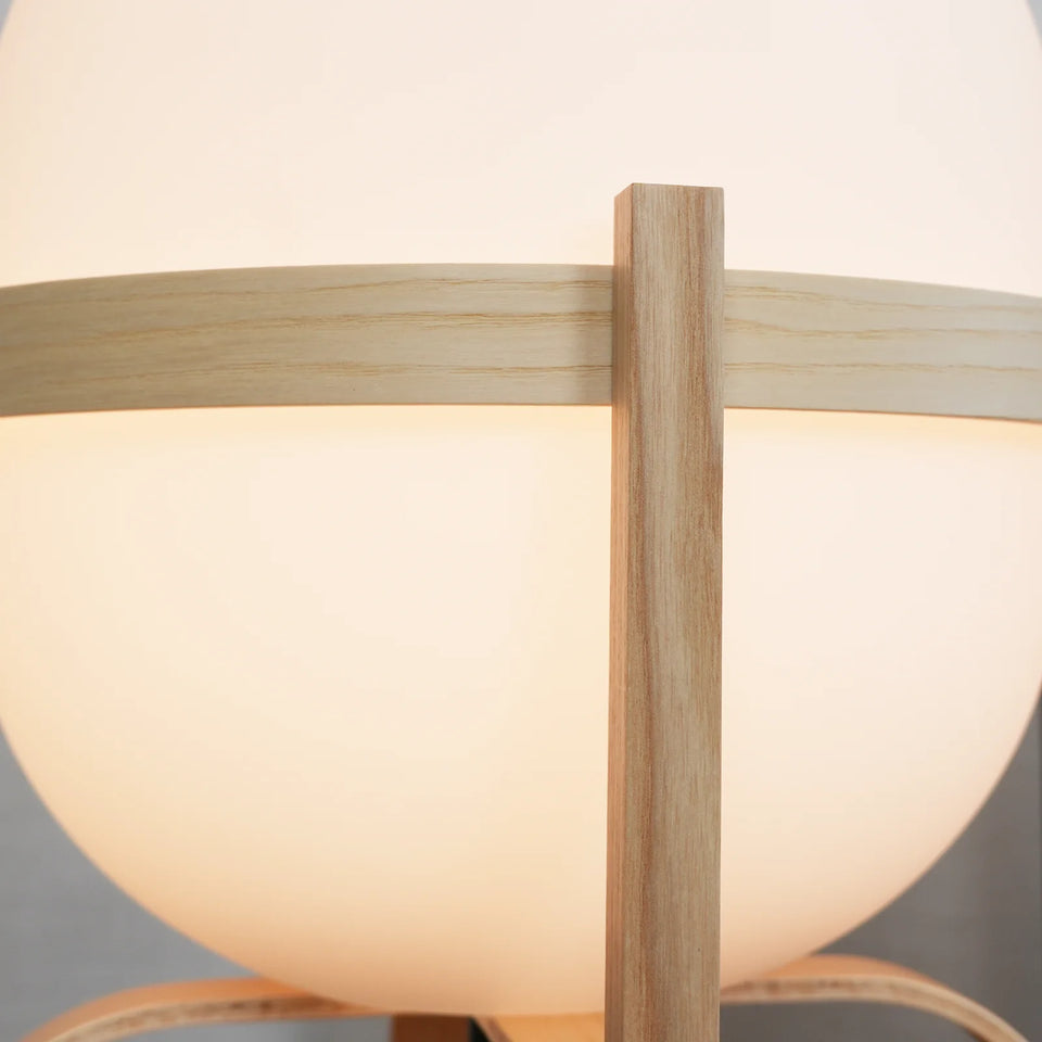 Portable Wood Lantern Glass Table Lamp