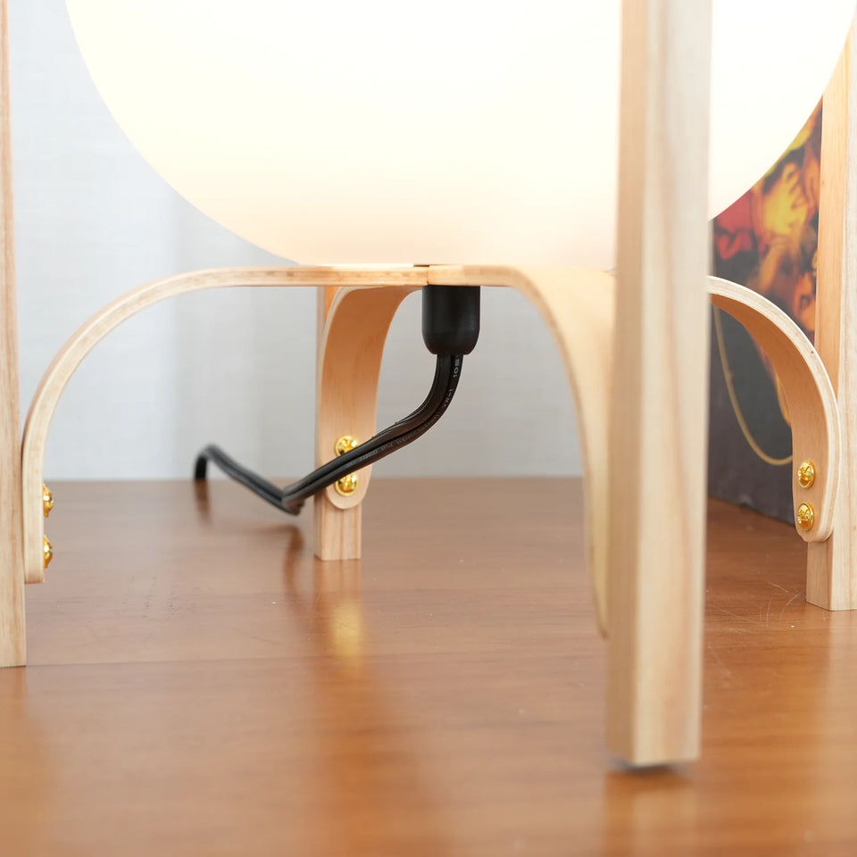 Portable Wood Lantern Glass Table Lamp