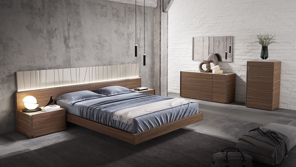 Porto Premium Bedroom Set in Walnut with Light Grey