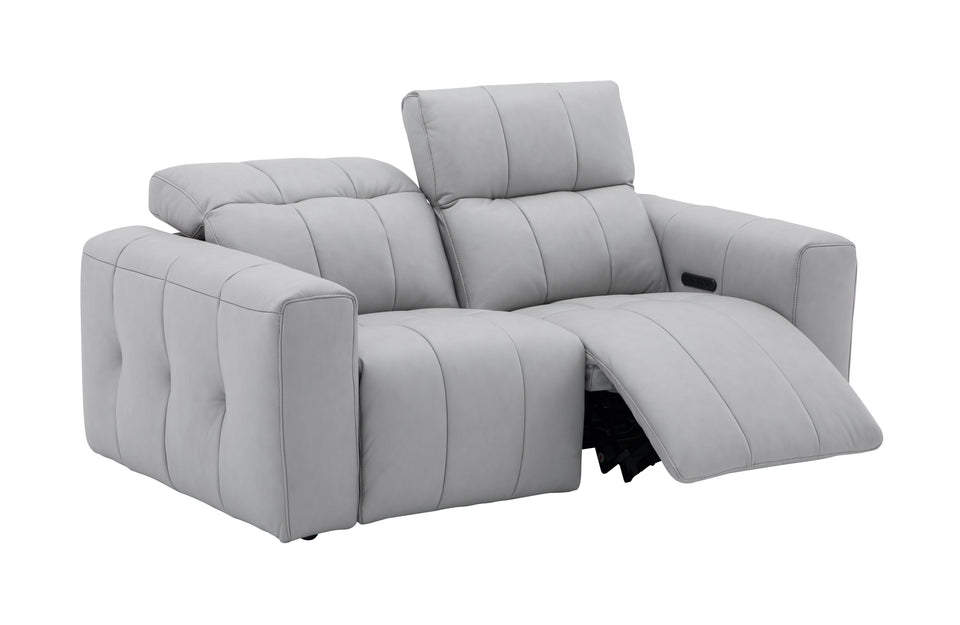 Prescott Leather Sofa Set in Light Grey