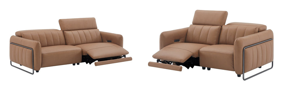 President Leather Sofa Set in Cognag