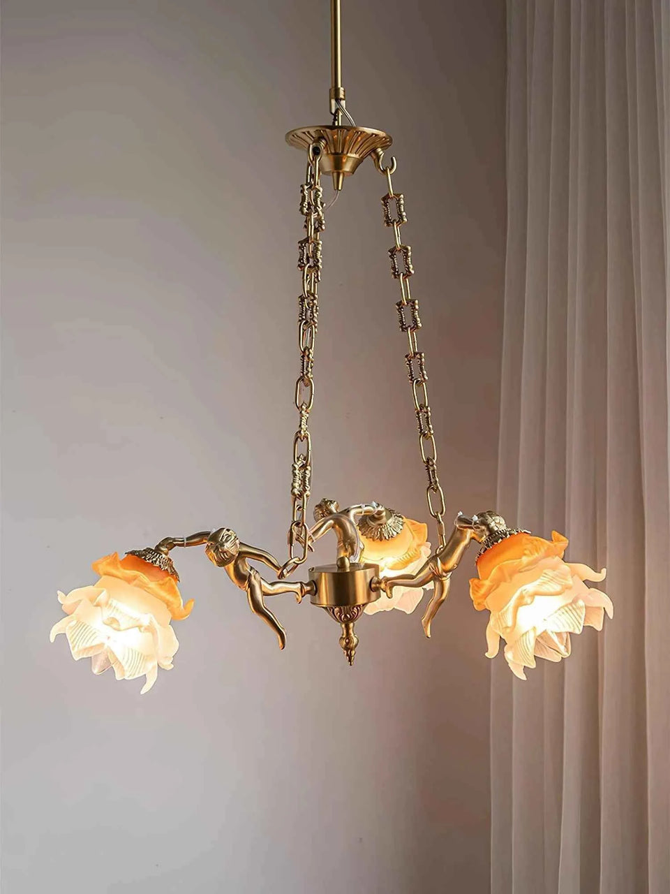 Putti Statuettes Brass Suspension