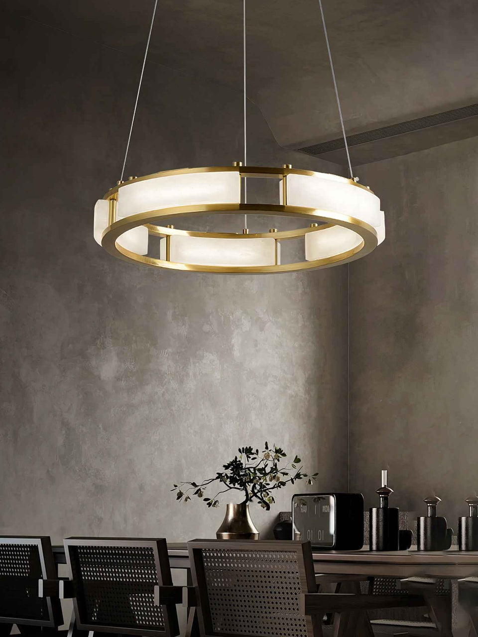Round Qatar Alabaster Chandelier