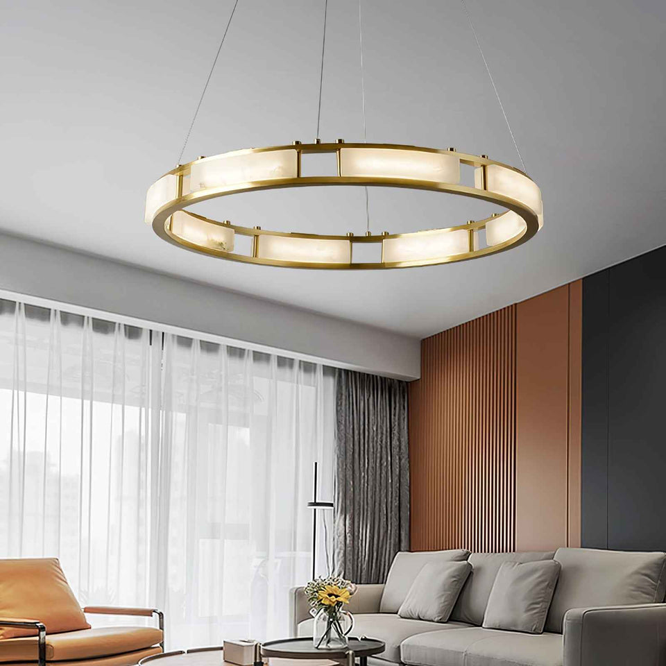 Round Qatar Alabaster Chandelier