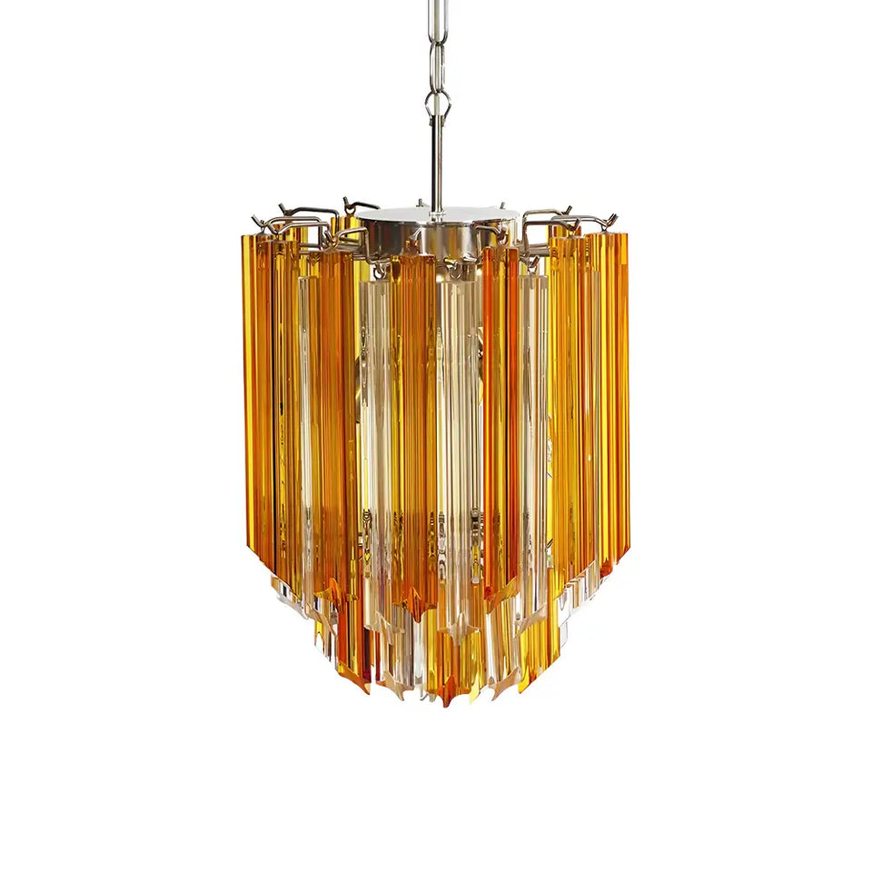 Quadriedri Murano Prisms Amber Transparent Chandelier