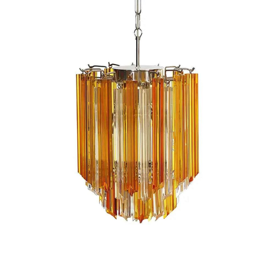 Quadriedri Murano Prisms Amber Transparent Chandelier