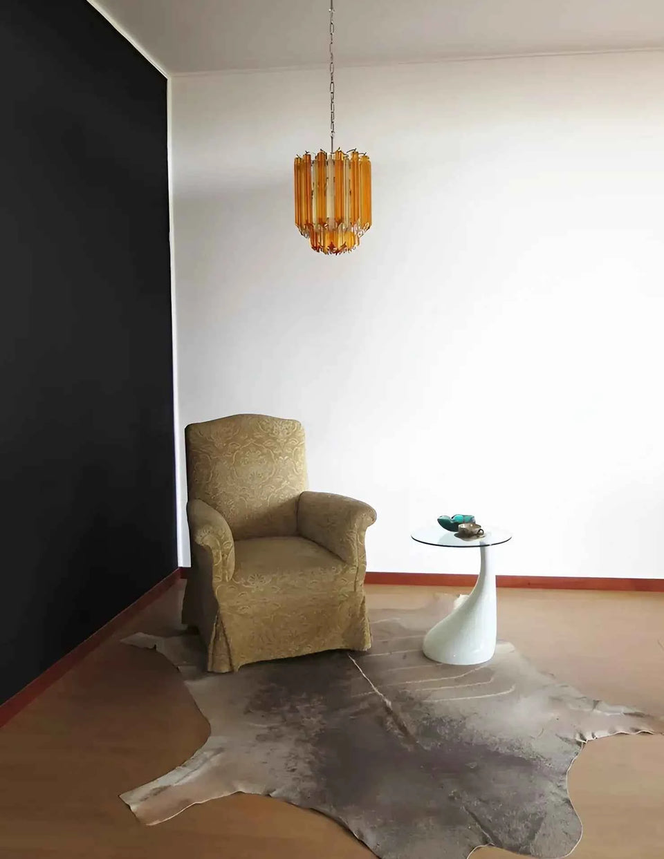 Quadriedri Murano Prisms Amber Transparent Chandelier