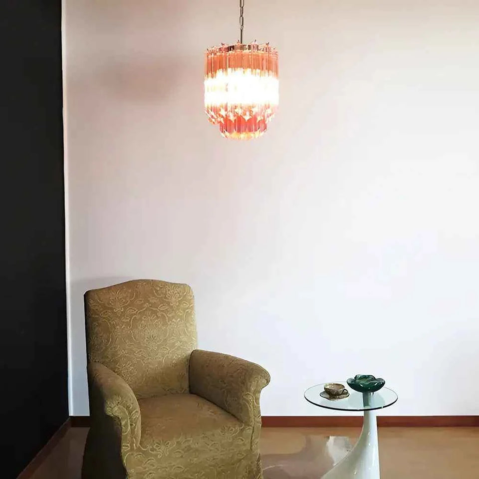 Quadriedri Murano Prisms Pink Chandelier