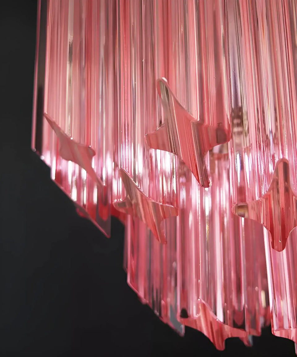 Quadriedri Murano Prisms Pink Chandelier