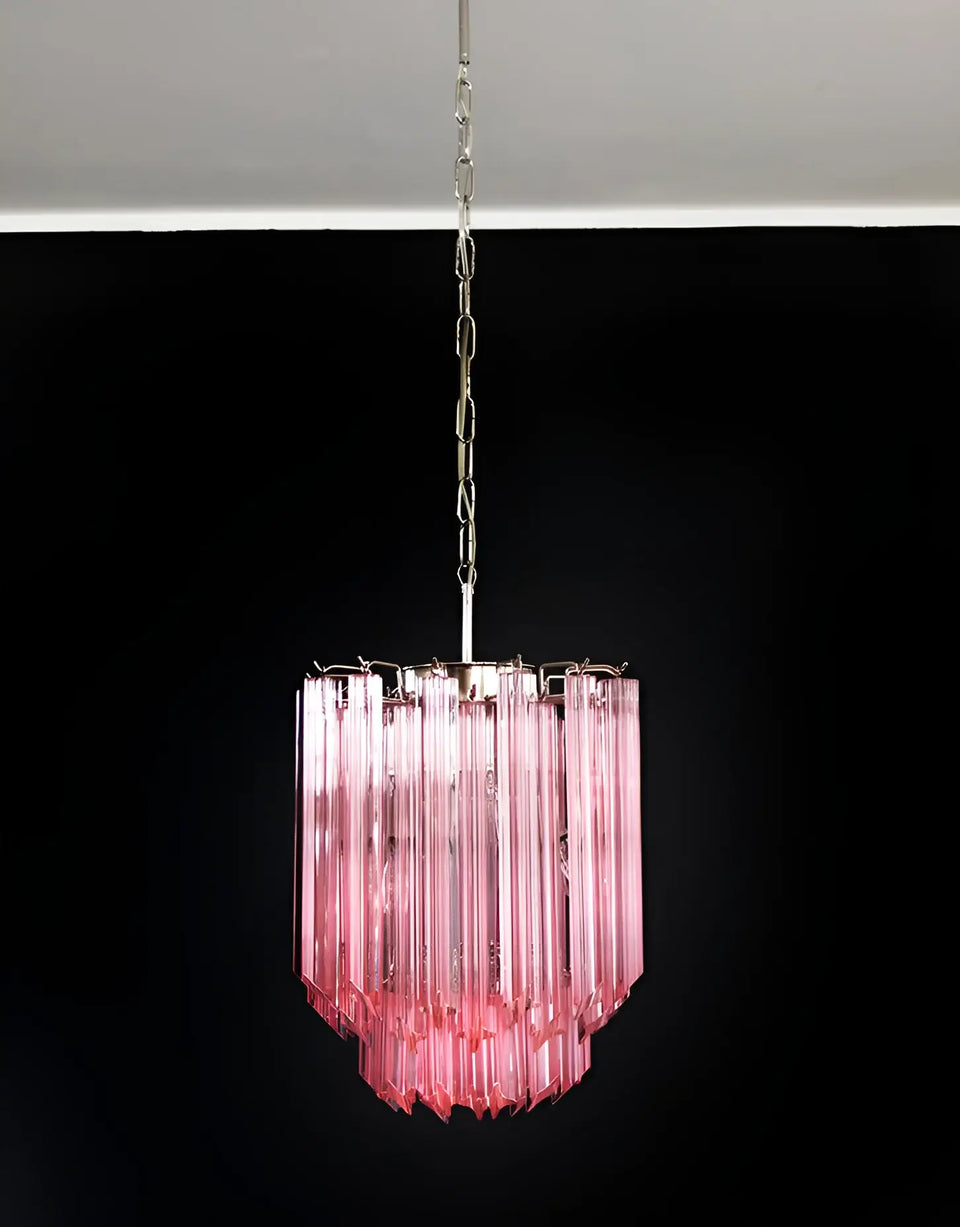 Quadriedri Murano Prisms Pink Chandelier
