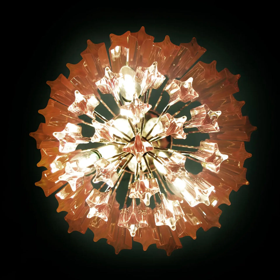 Quadriedri Murano Prisms Pink Chandelier