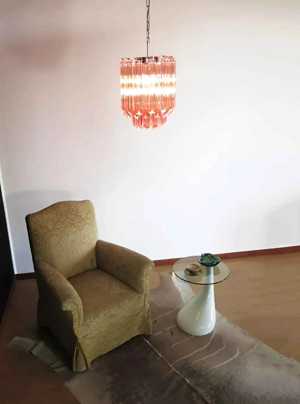 Quadriedri Murano Prisms Pink Chandelier