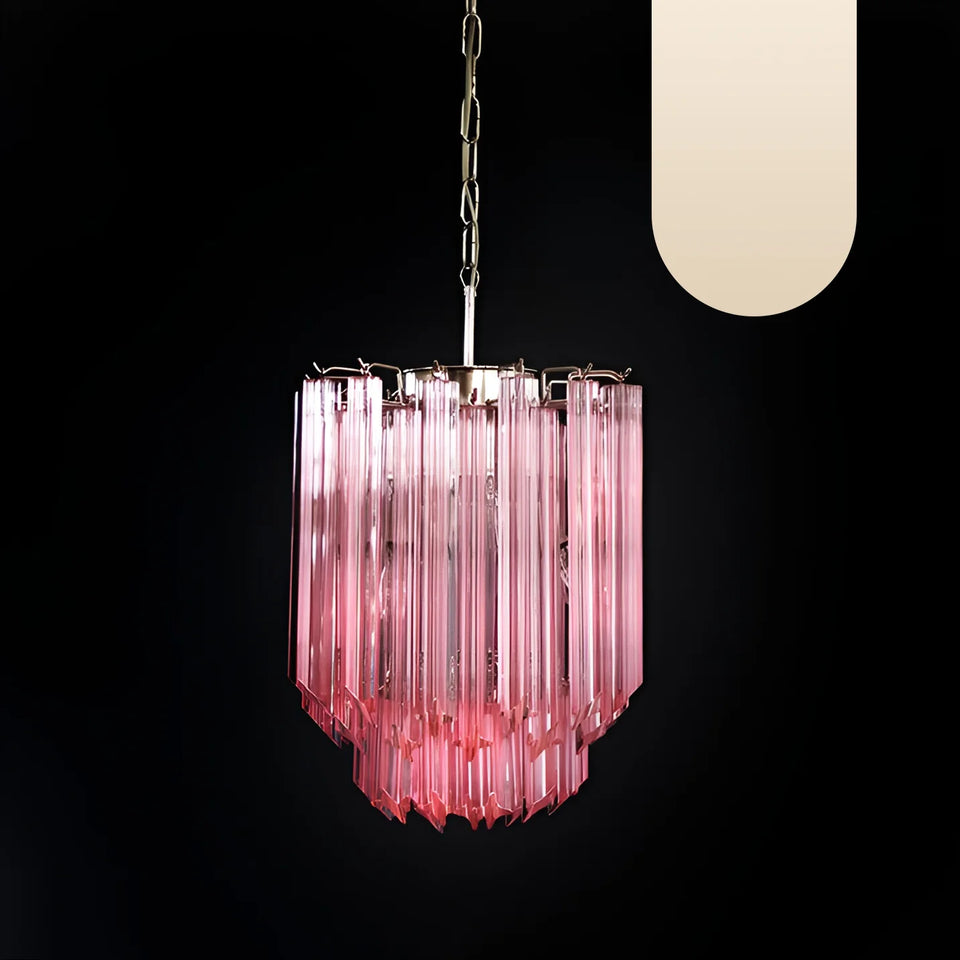 Quadriedri Murano Prisms Pink Chandelier