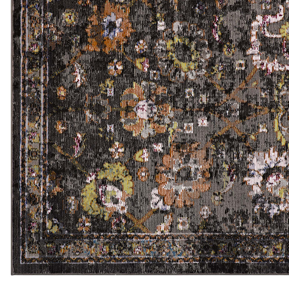 Minu Distressed Floral Lattice Area Rug by Modway