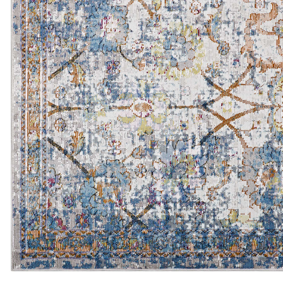 Minu Distressed Floral Lattice Area Rug by Modway