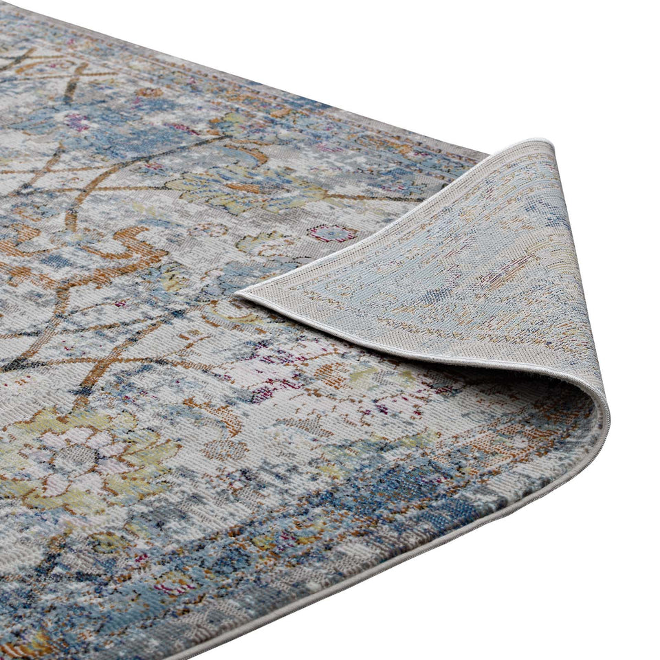 Minu Distressed Floral Lattice Area Rug by Modway