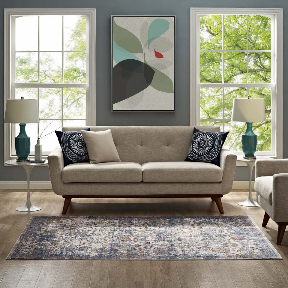 Minu Distressed Floral Lattice Area Rug by Modway