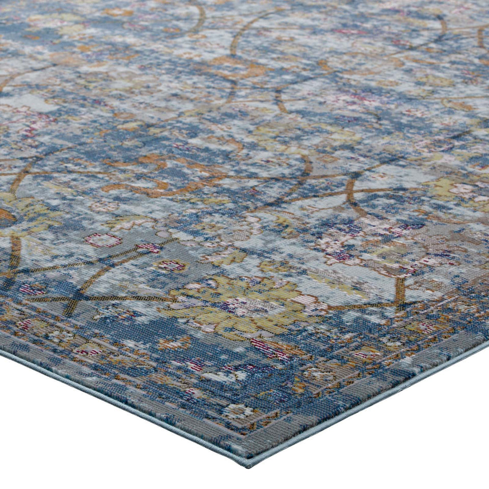 Minu Distressed Floral Lattice Area Rug by Modway