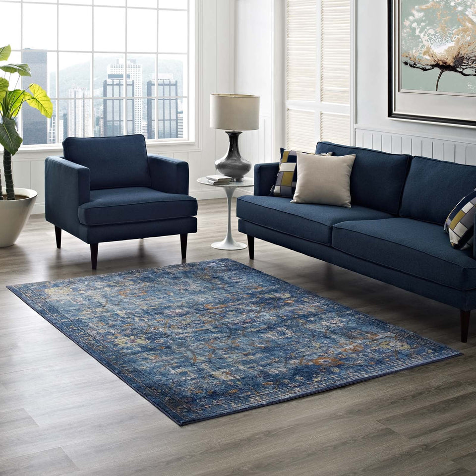 Minu Distressed Floral Lattice Area Rug by Modway