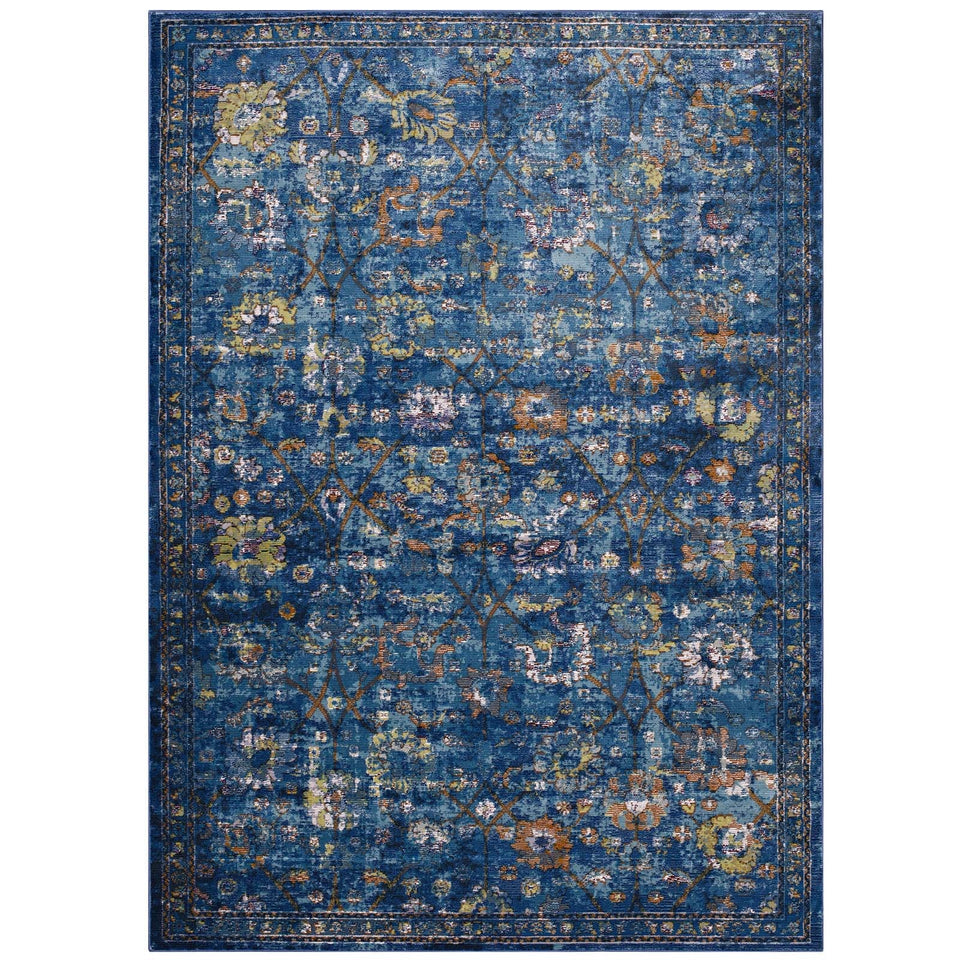 Minu Distressed Floral Lattice Area Rug by Modway