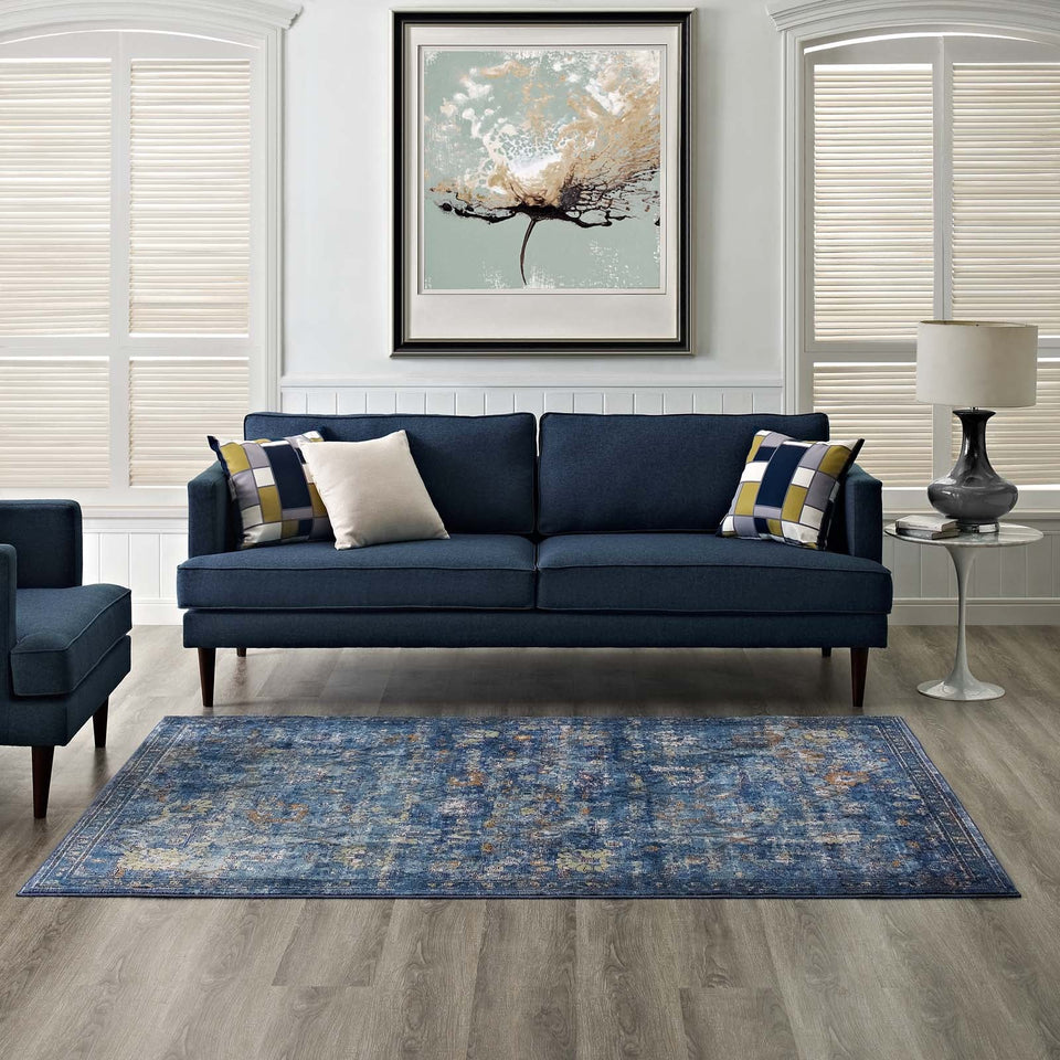Minu Distressed Floral Lattice Area Rug by Modway