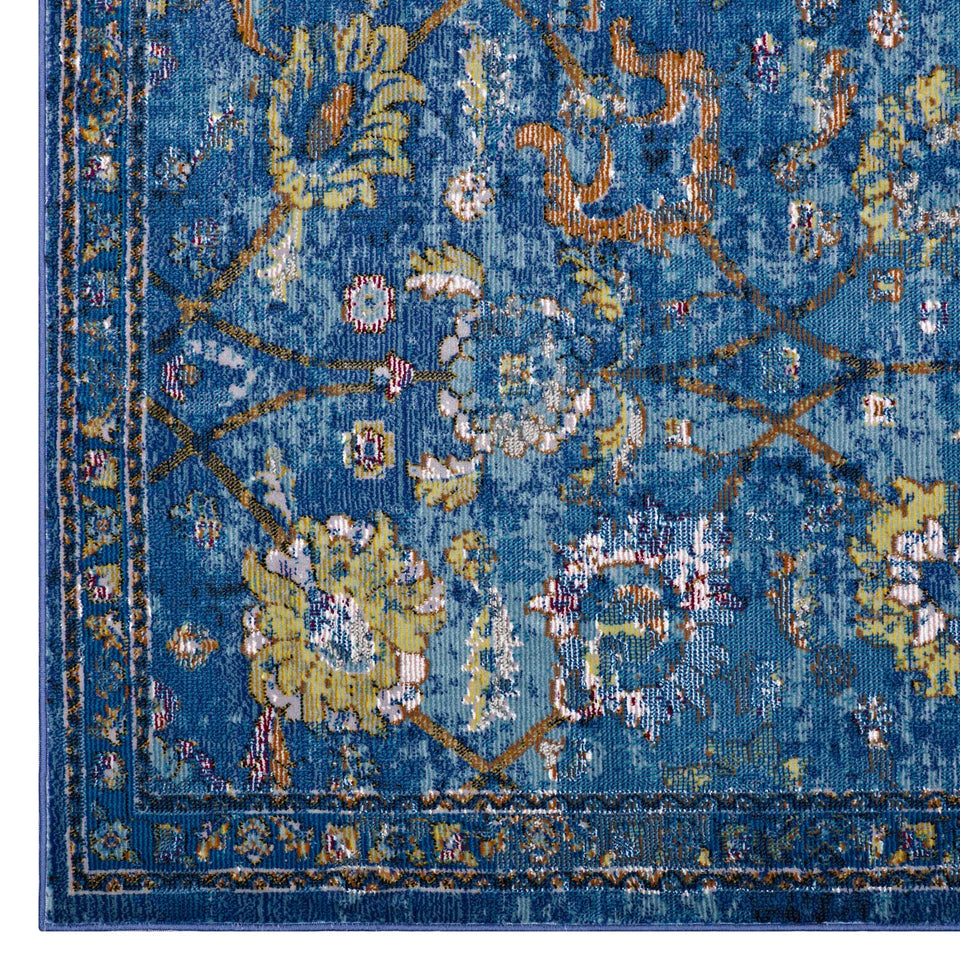 Minu Distressed Floral Lattice Area Rug by Modway