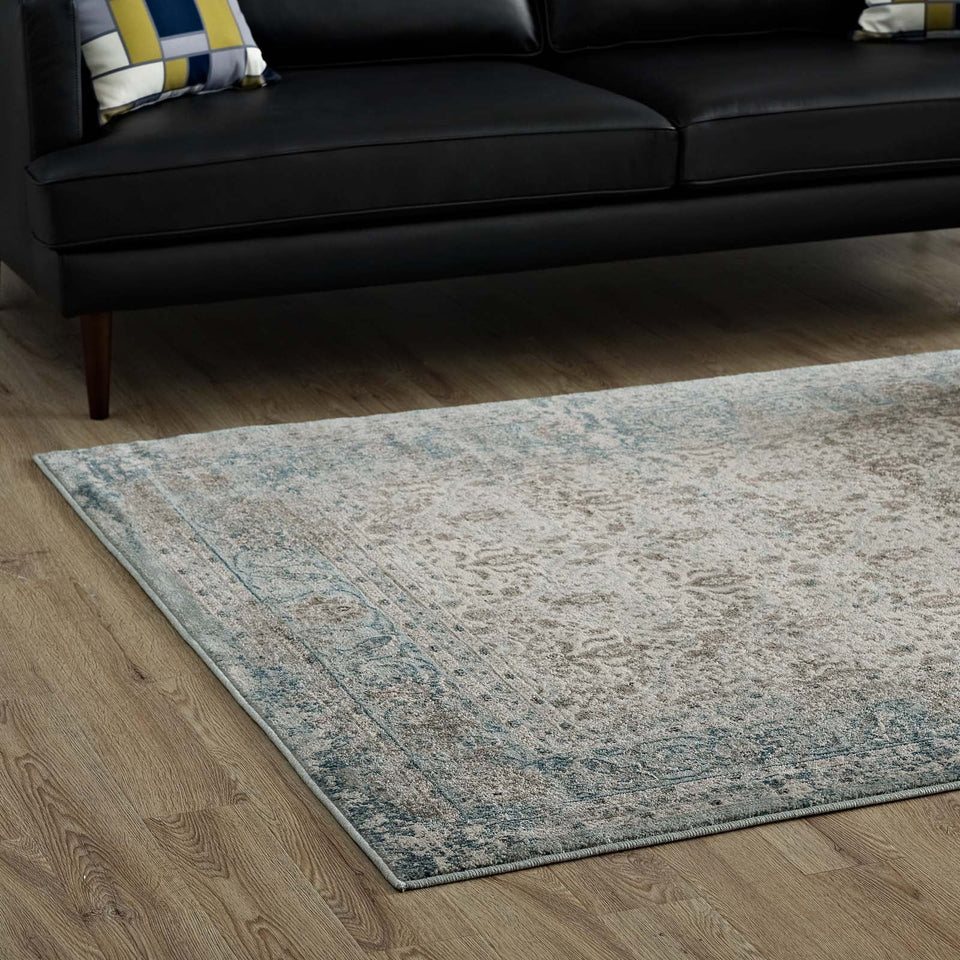 Dilys Distressed Vintage Floral Lattice Area Rug by Modway