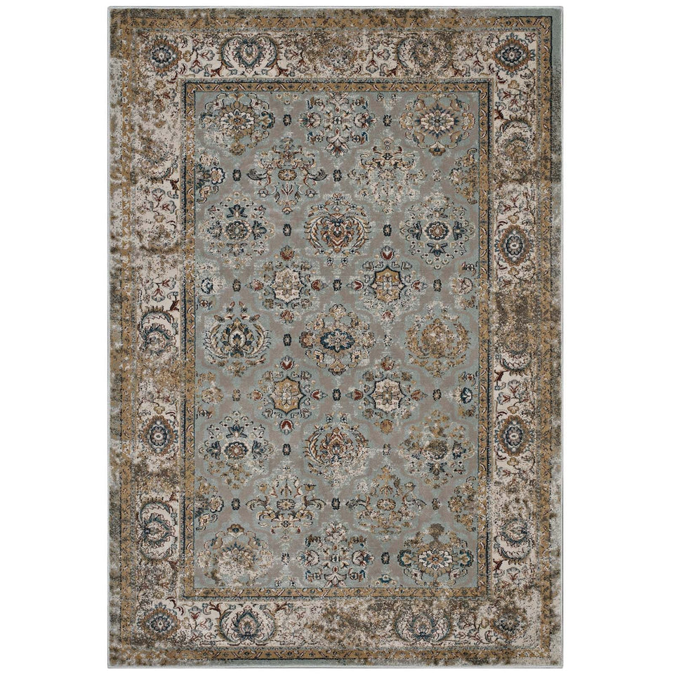 Hisa Distressed Vintage Floral Lattice Area Rug by Modway