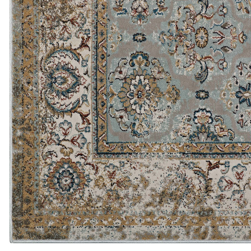 Hisa Distressed Vintage Floral Lattice Area Rug by Modway